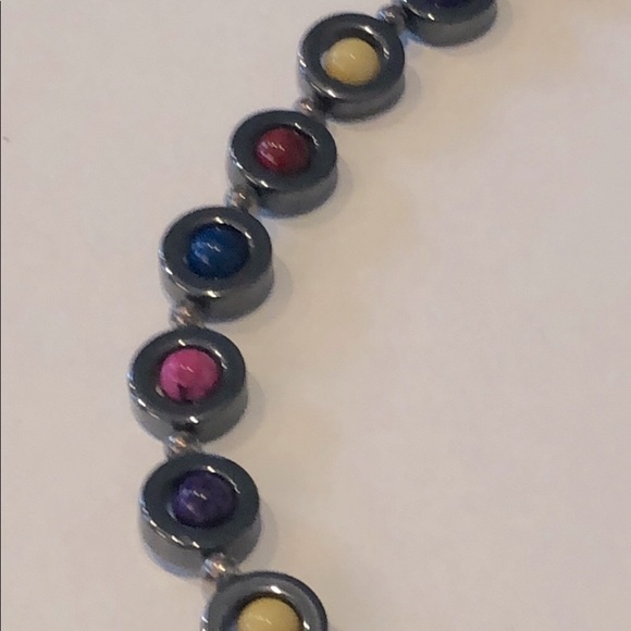 Handmade hematite and stone necklace - Picture 3 of 8